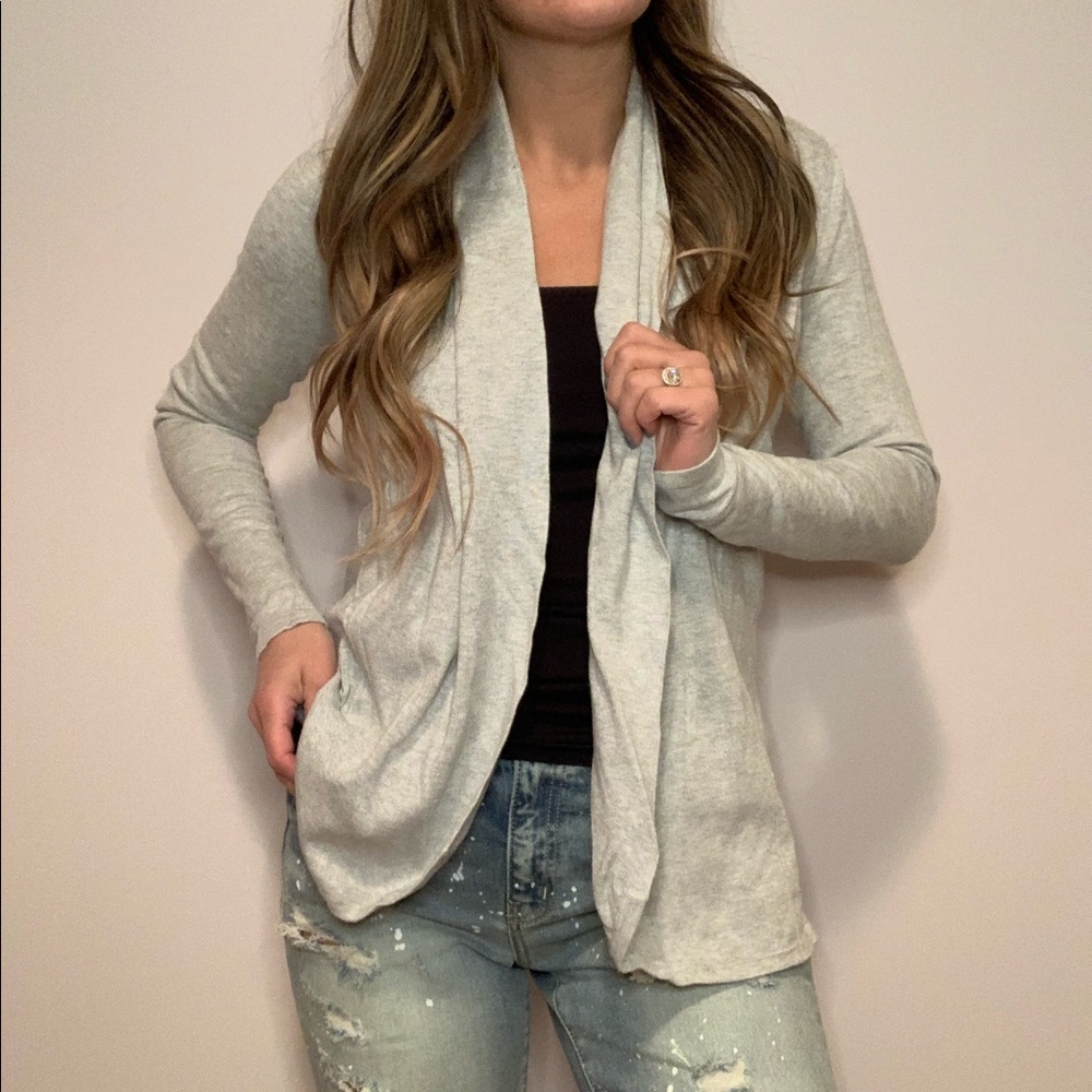 Grey drape front cardigan